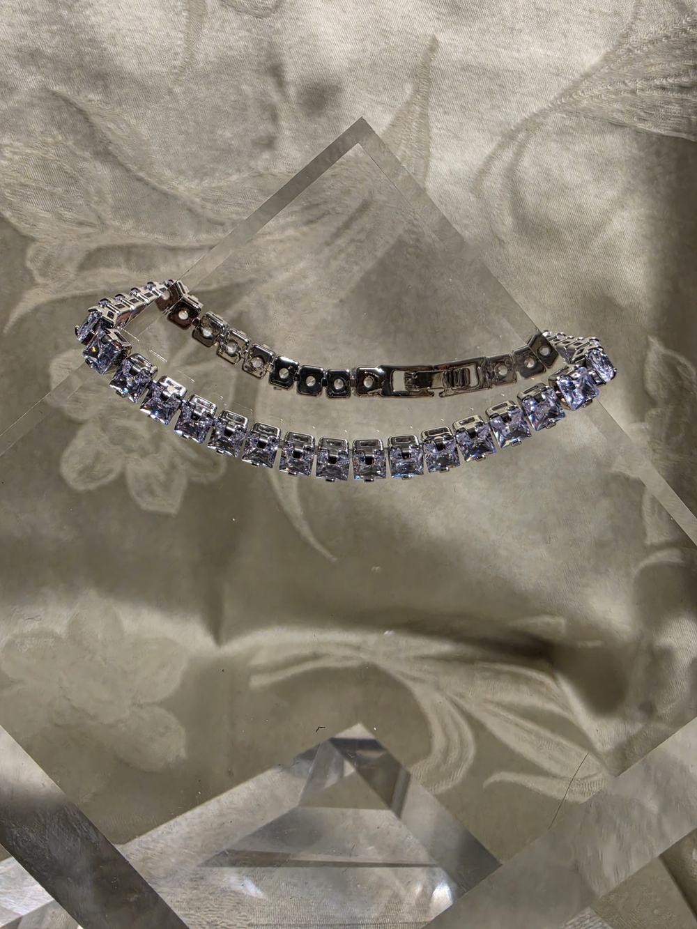 #1237 Swarovski Silver Bracelet with Light Clear Crystals